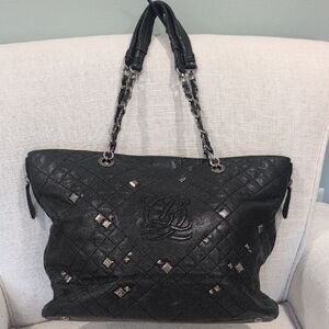 Chic Black Quilted Tote with Chain Handles